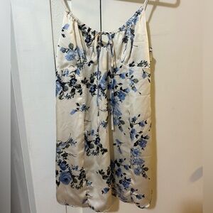 Urban Outfitters Cream and Blue Floral Slip Dress